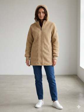 1 Madison Expedition Heritage Collection Sherpa Fleece Hooded Teddy Jacket Tan S